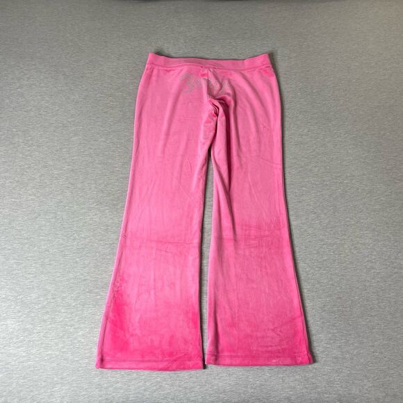 Juicy Couture Velour Hot Pink Rhinestone Logo Flare Sweatpants - Picture 1 of 12